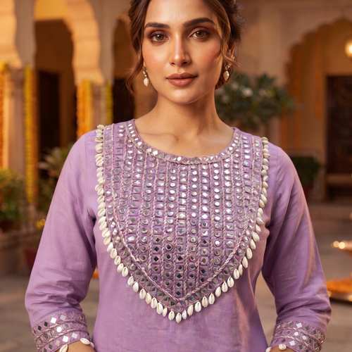 Rida Purple Shell & Mirror Co-ord Set