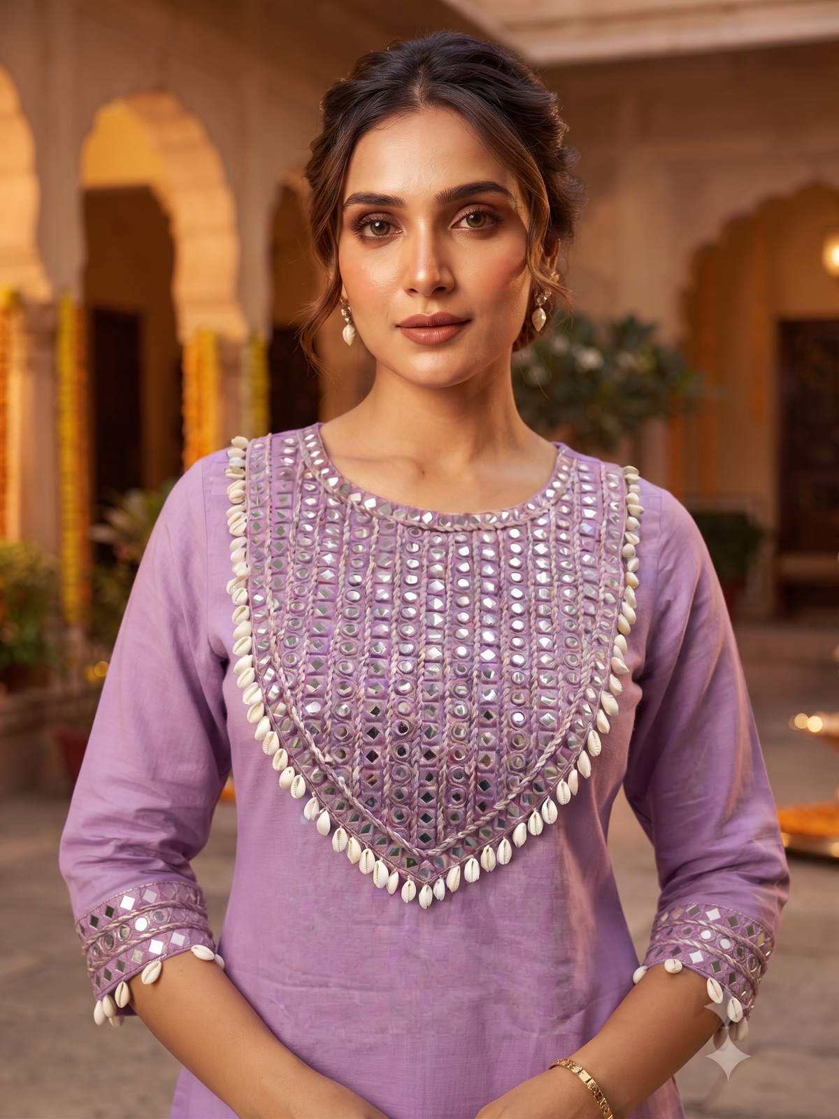 Rida Purple Shell & Mirror Co-ord Set
