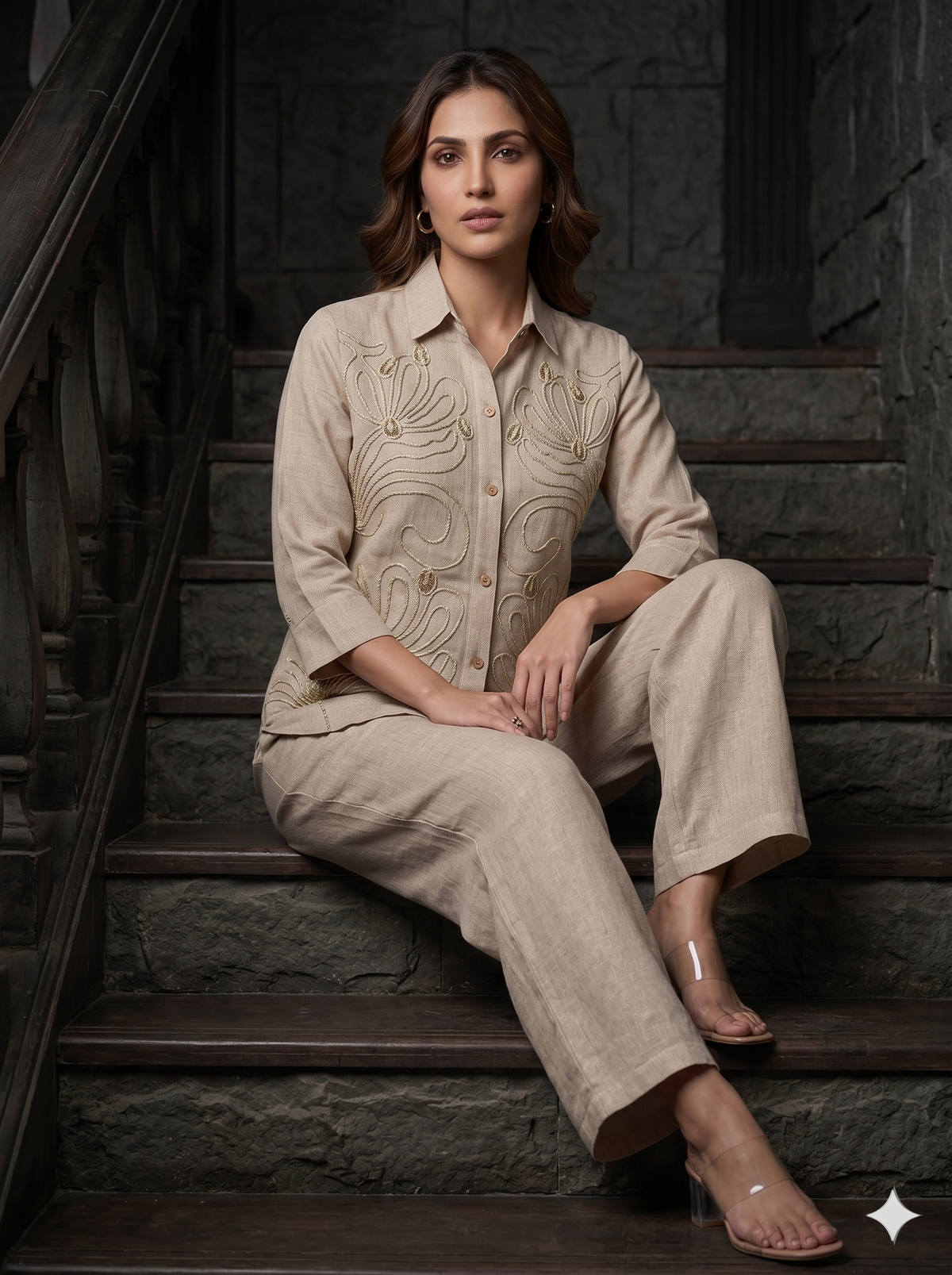 Coco Hand Embroidery Jute Co-ord Set