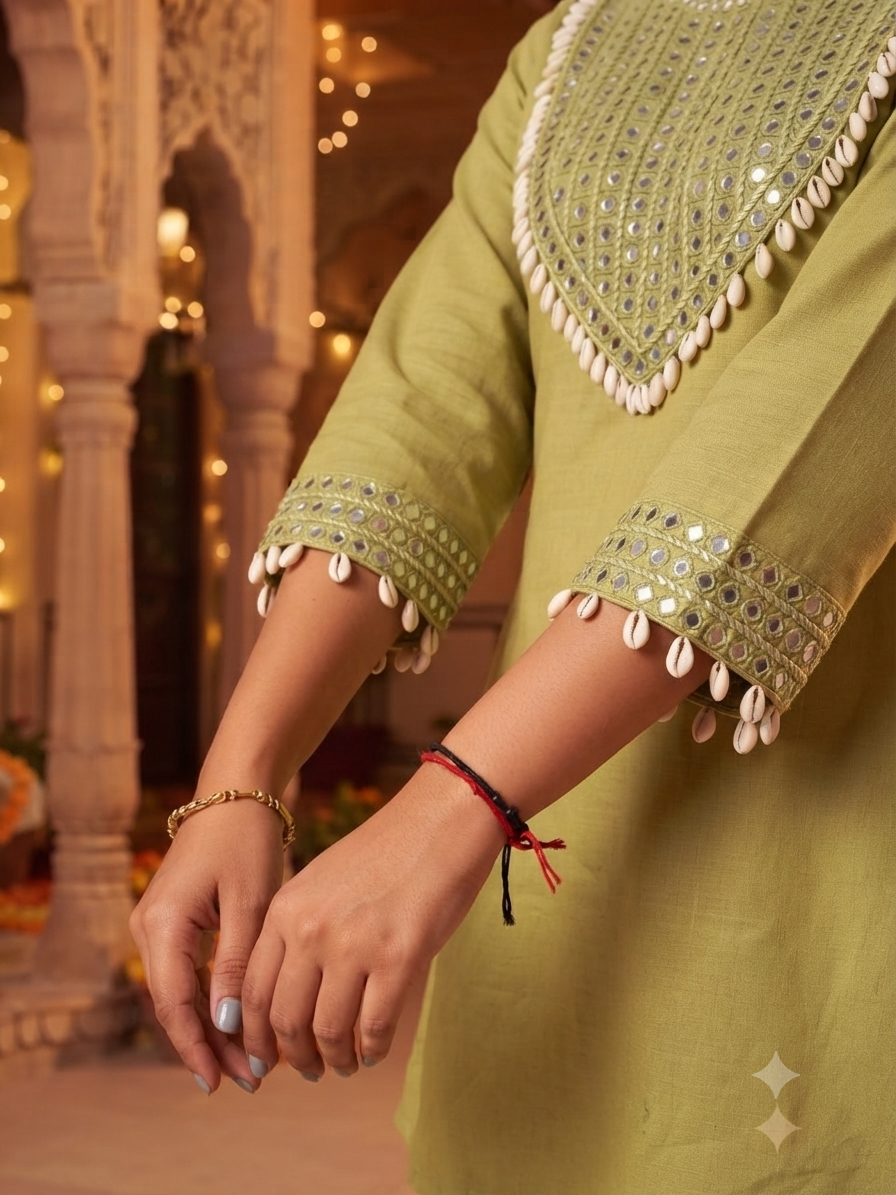 Rida Green Shell & Mirror Co-ord Set
