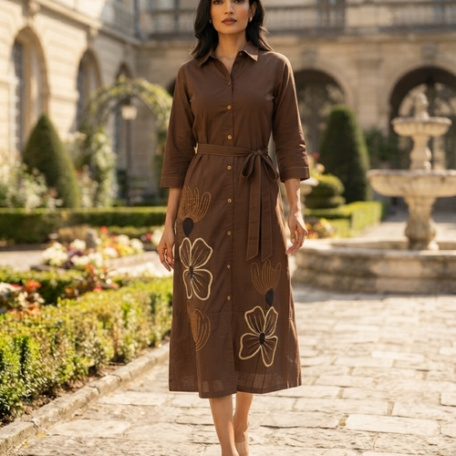 Espresso Brown Belted Dress