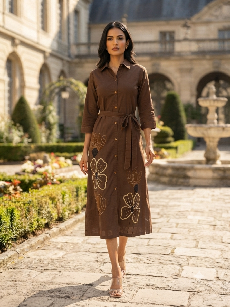 Espresso Brown Belted Dress