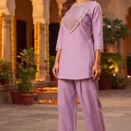 Rida Purple Shell & Mirror Co-ord Set