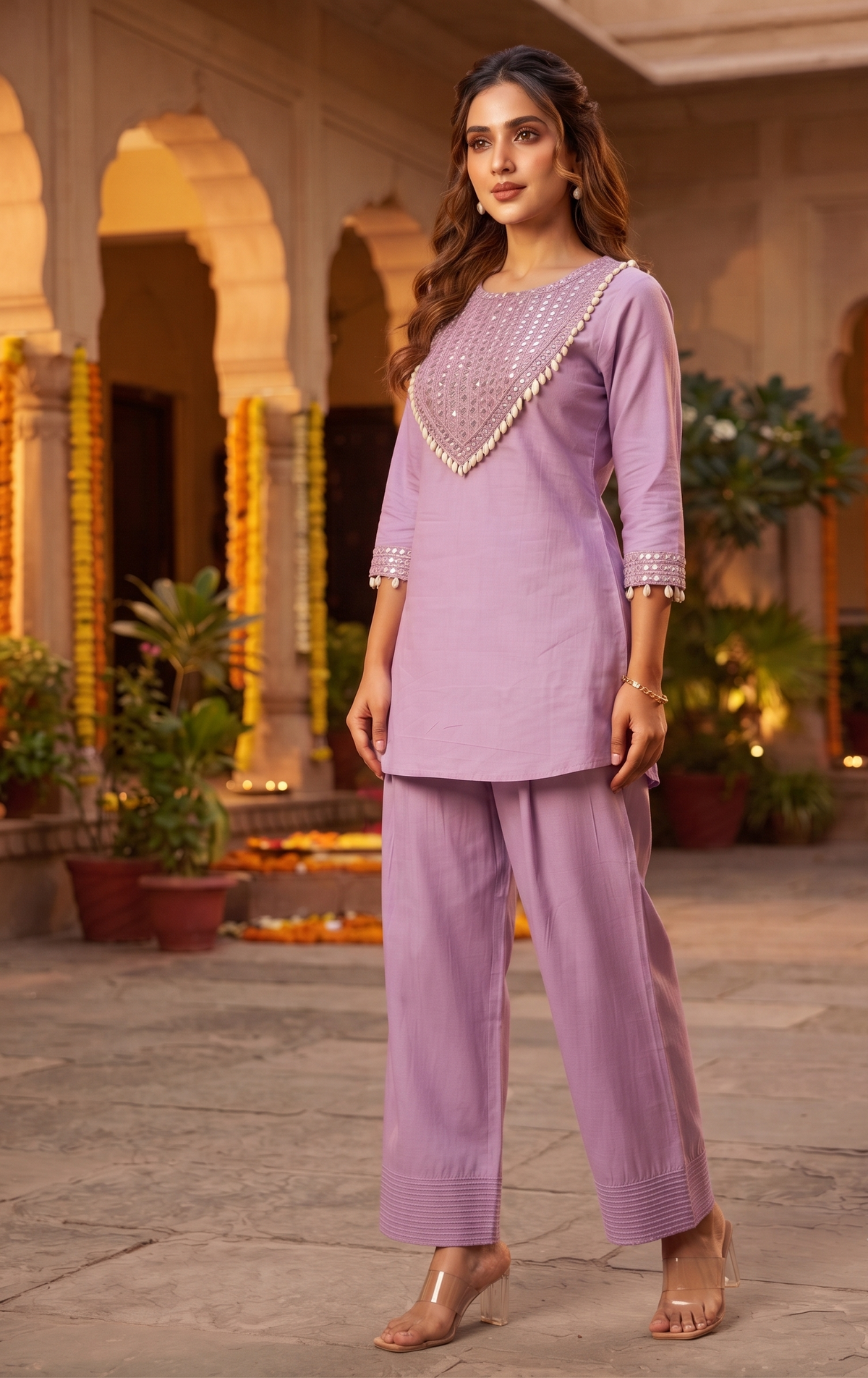 Rida Purple Shell & Mirror Co-ord Set