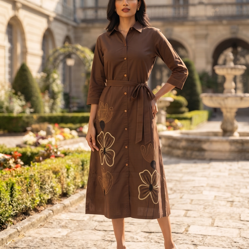 Espresso Brown Belted Dress