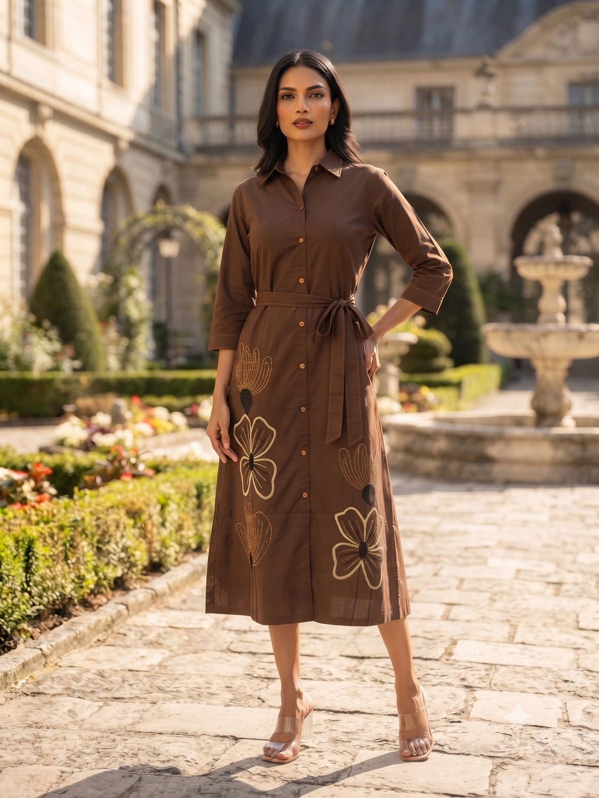 Espresso Brown Belted Dress