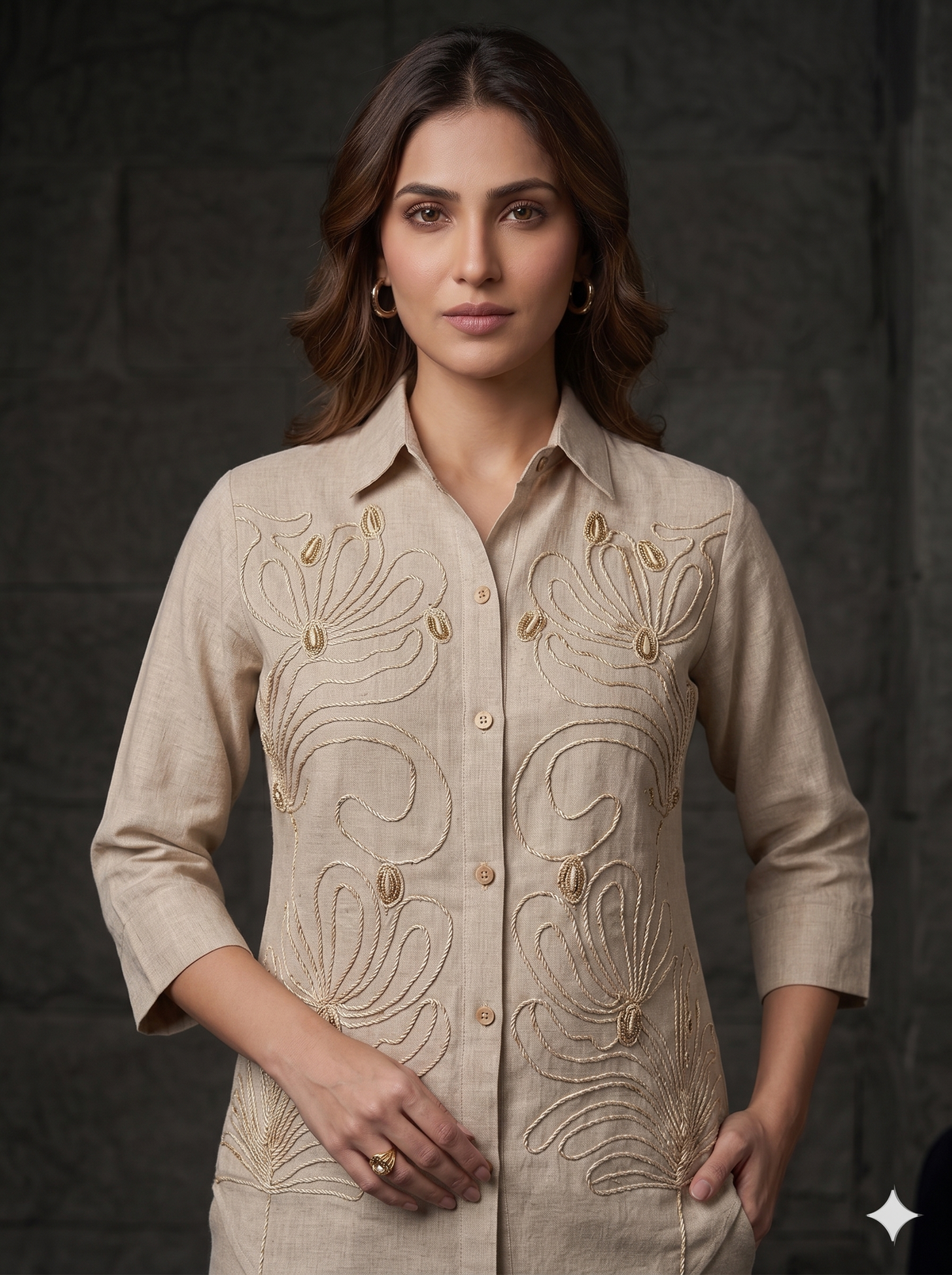 Coco Hand Embroidery Jute Co-ord Set