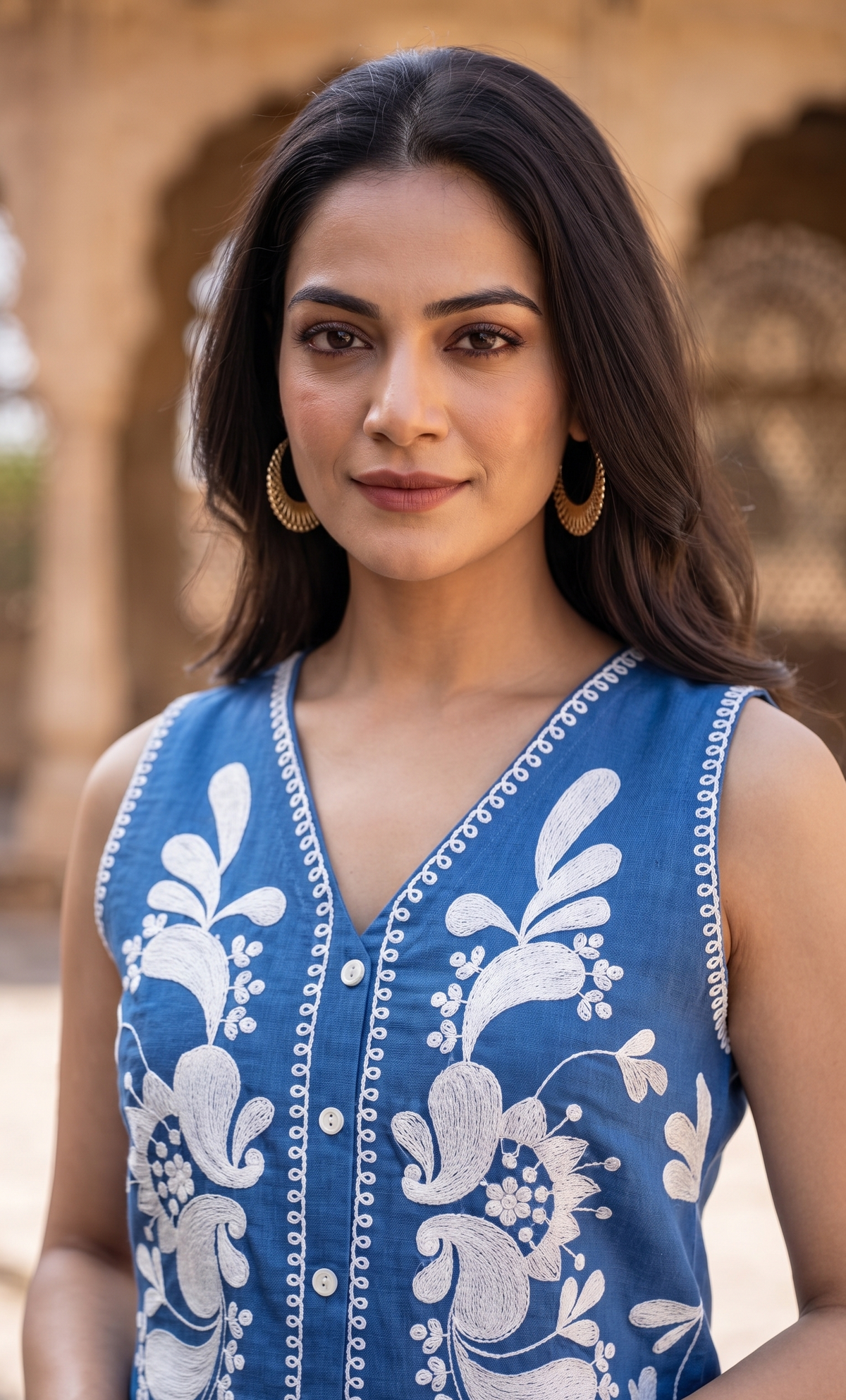 Sylvie Floral Embroidered Vest Set