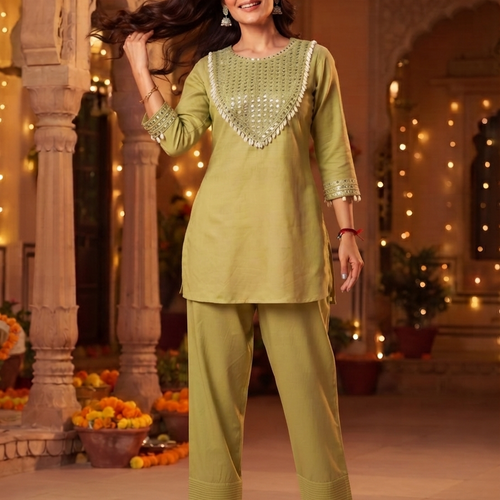 Rida Green Shell & Mirror Co-ord Set