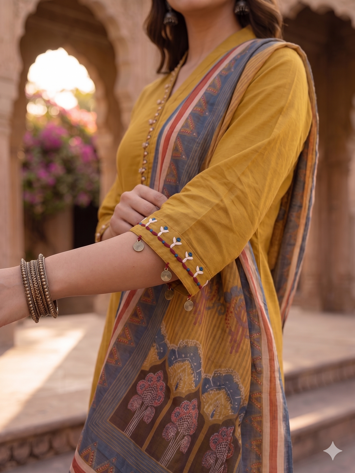Mustard Cotton Kurta Set