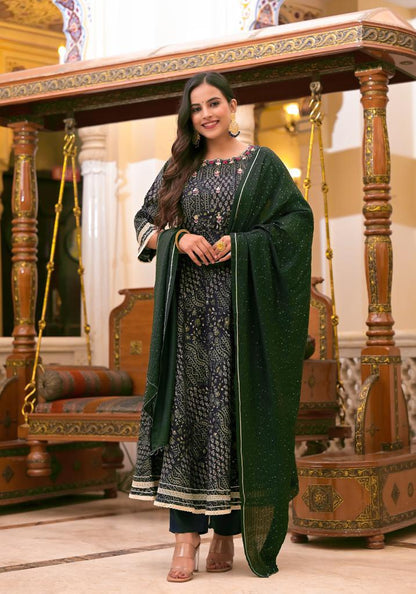 Pine Green Floral Suit Set