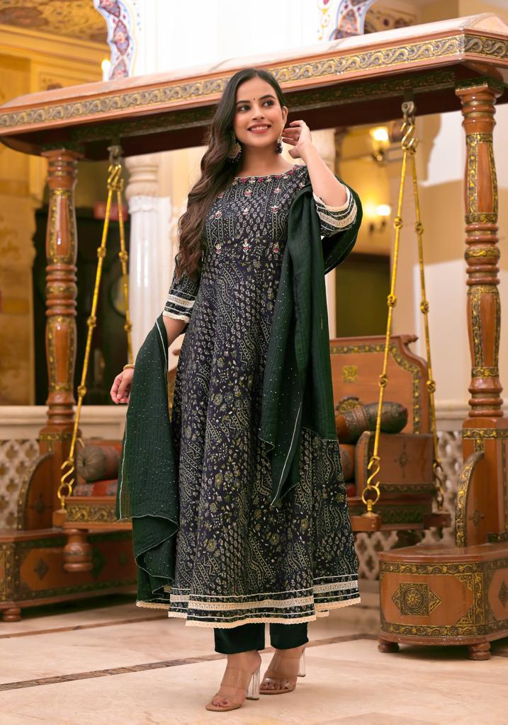 Pine Green Floral Suit Set