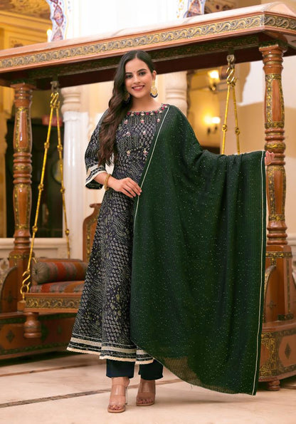 Pine Green Floral Suit Set