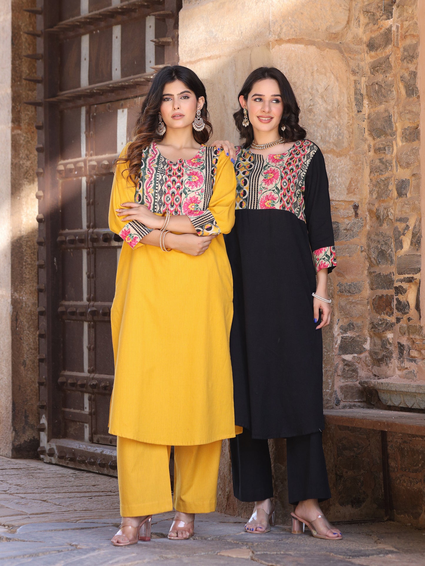 Mustard Handloom-cotton Kurta Set