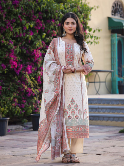 Cream Pakistani Cotton Suit Set