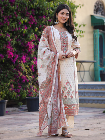 Cream Pakistani Cotton Suit Set