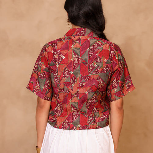 Remi Abstract Crop Shirt