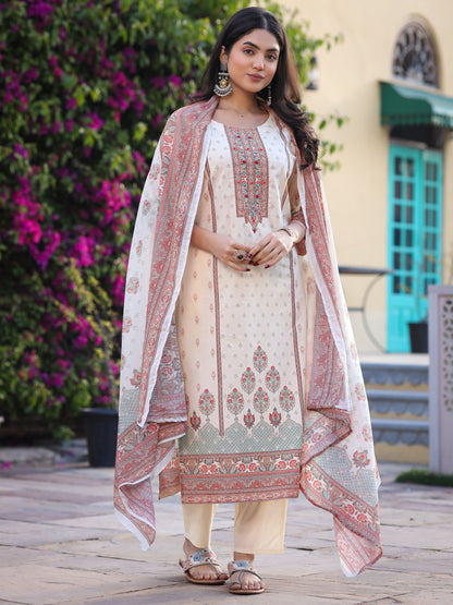Cream Pakistani Cotton Suit Set