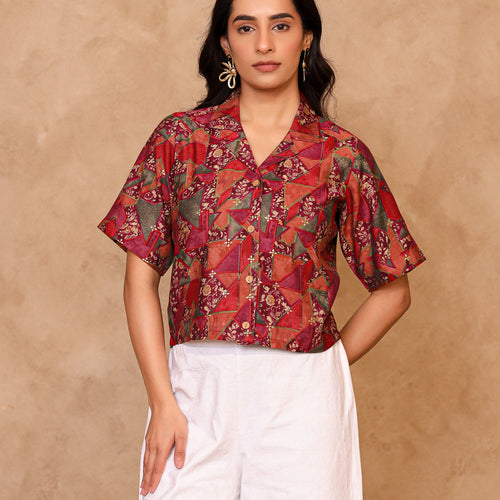 Remi Abstract Crop Shirt