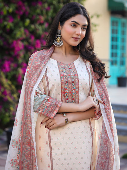 Cream Pakistani Cotton Suit Set