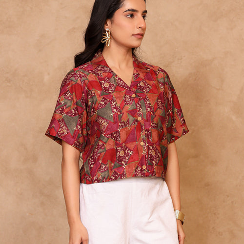 Remi Abstract Crop Shirt