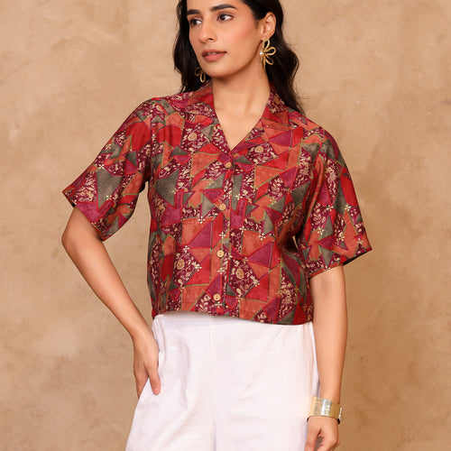 Remi Abstract Crop Shirt