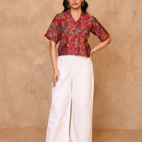 Remi Abstract Crop Shirt