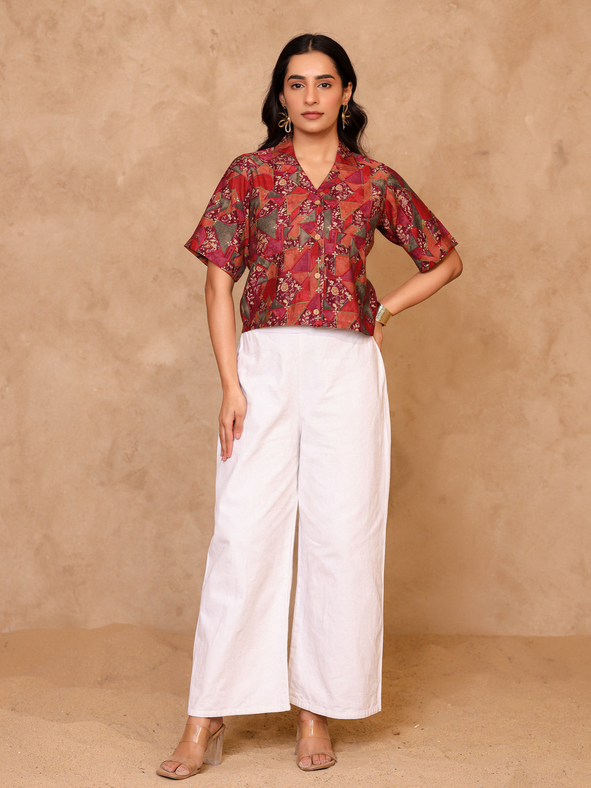 Remi Abstract Crop Shirt