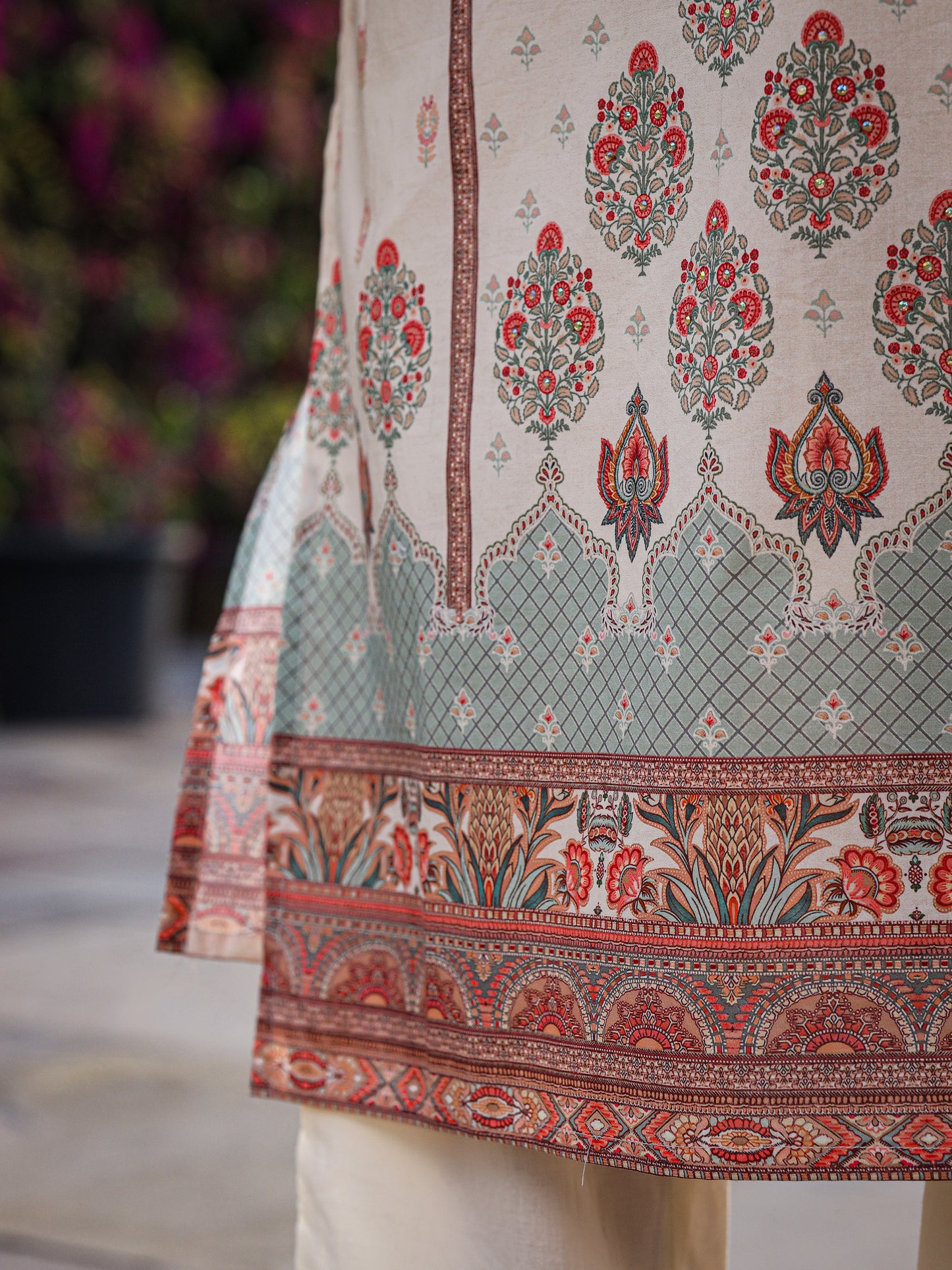 Cream Pakistani Cotton Suit Set