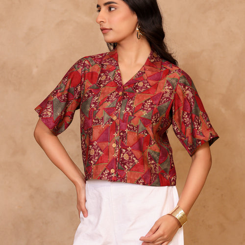 Remi Abstract Crop Shirt