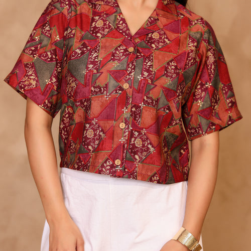 Remi Abstract Crop Shirt