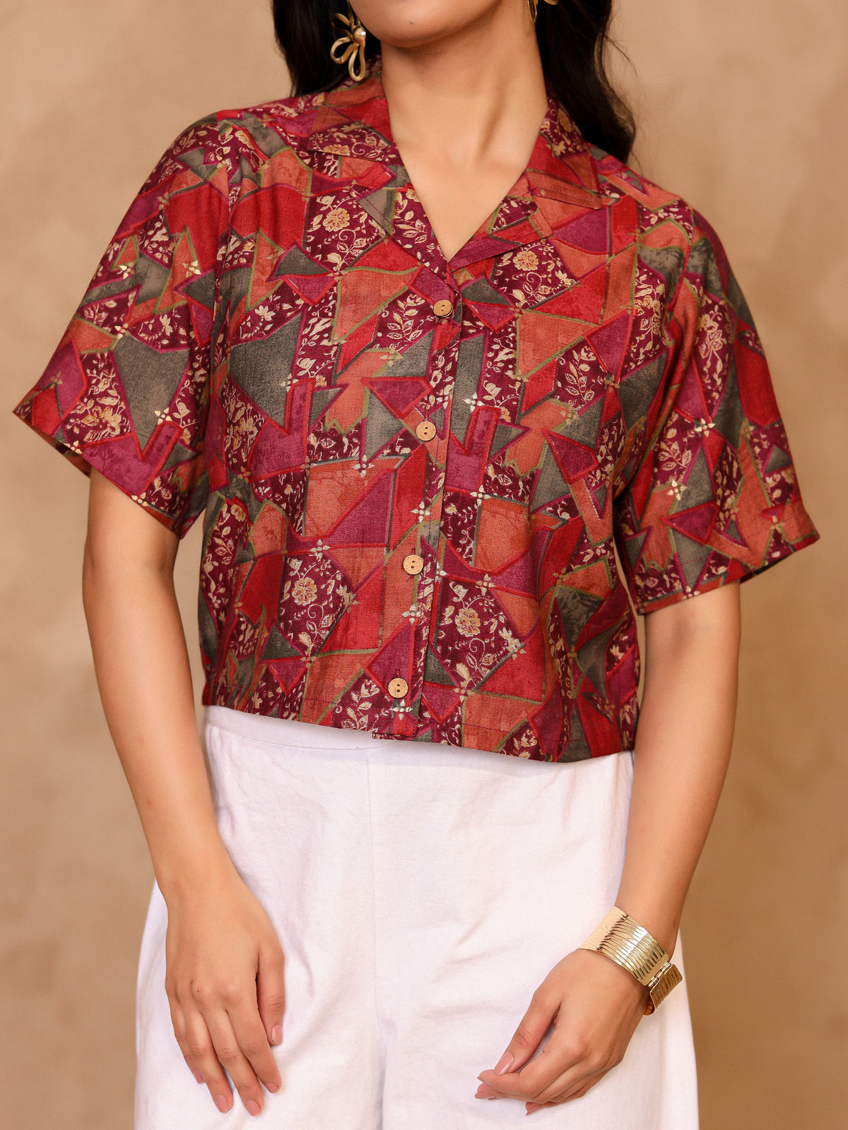Remi Abstract Crop Shirt