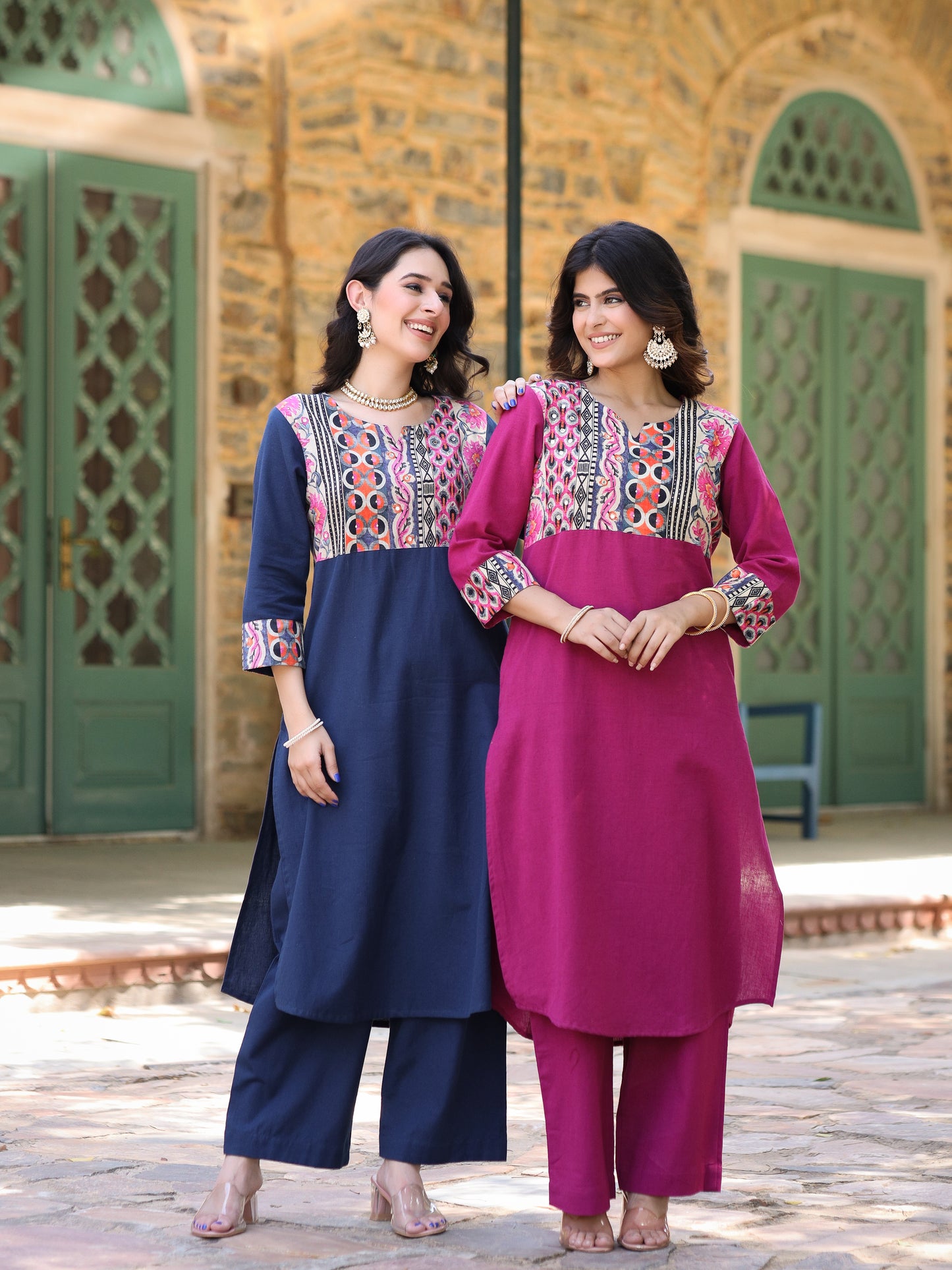 Magenta Handloom-cotton Kurta Set