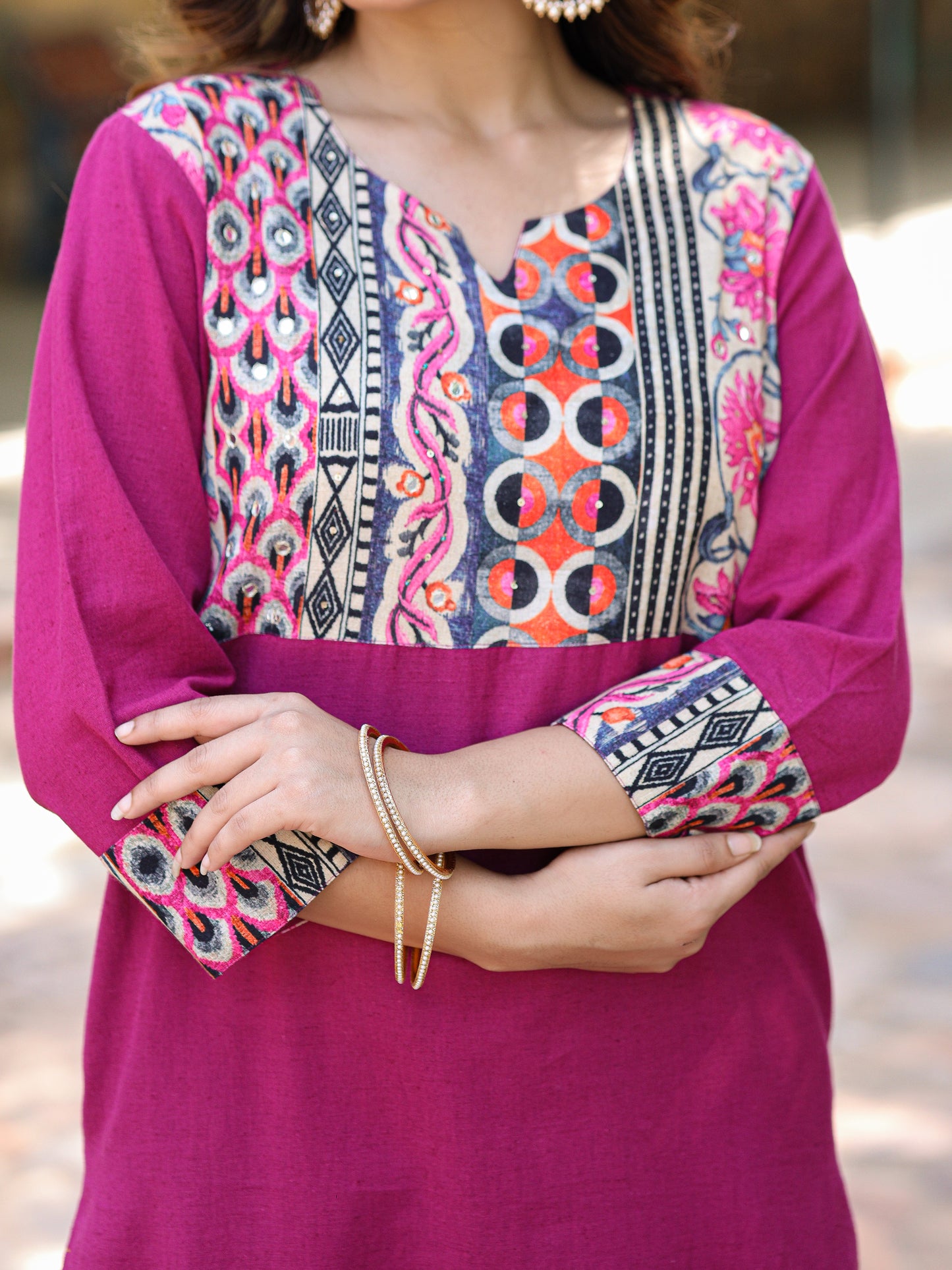 Magenta Handloom-cotton Kurta Set
