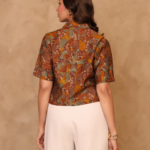 Remi Abstract Crop Shirt
