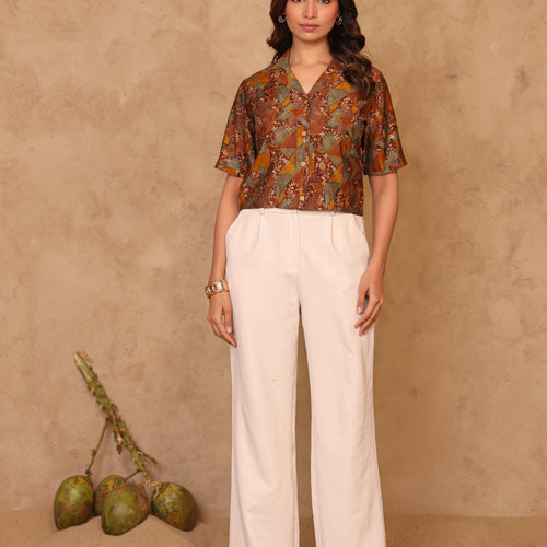 Remi Abstract Crop Shirt