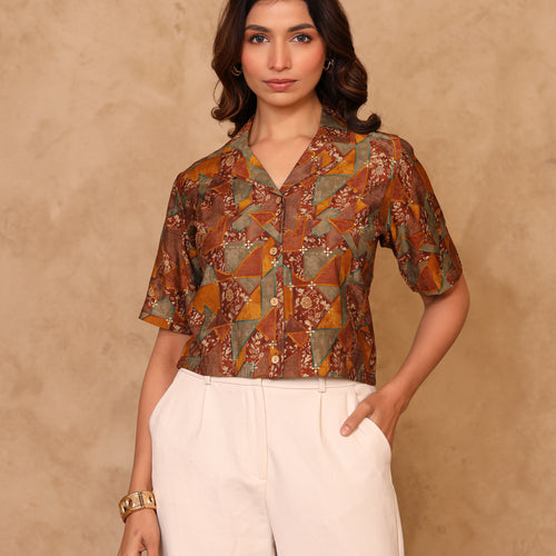 Remi Abstract Crop Shirt