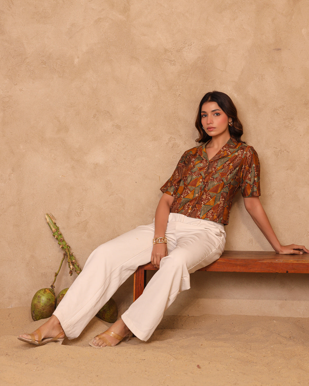 Remi Abstract Crop Shirt