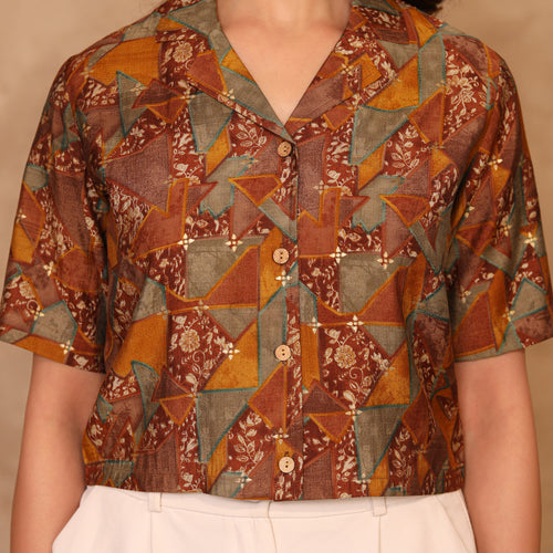 Remi Abstract Crop Shirt