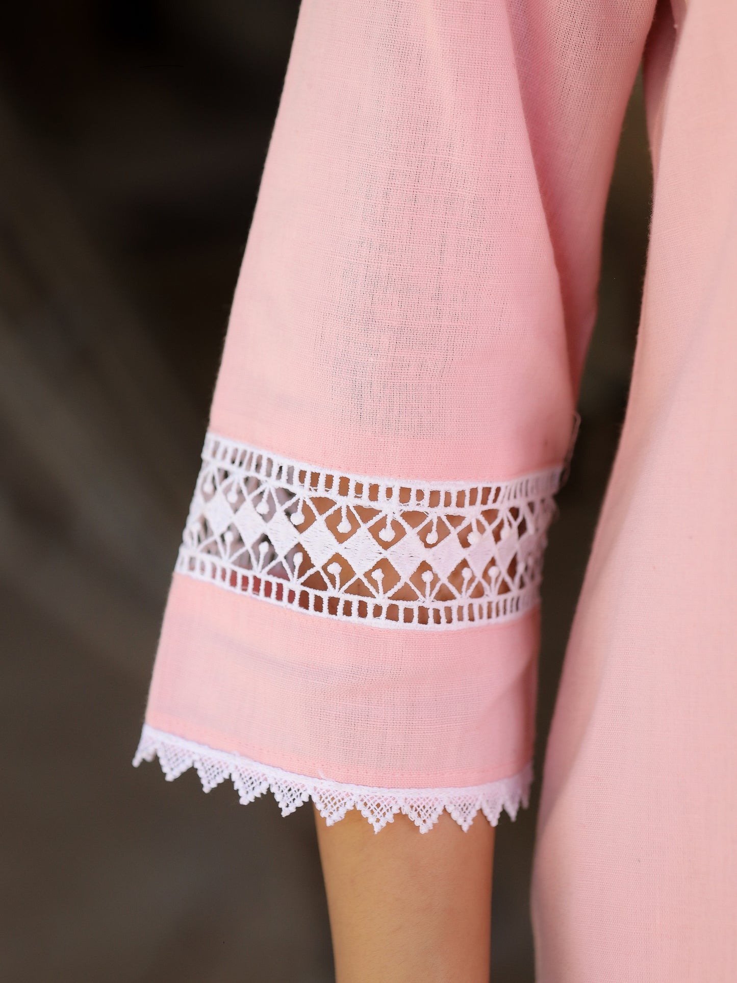 Baby Pink Handloom-cotton Kurta Set