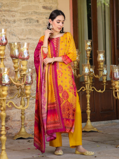 Mustard Muslin Suit Set