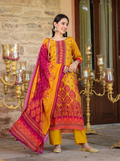 Mustard Muslin Suit Set