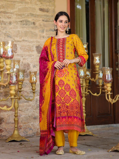 Mustard Muslin Suit Set