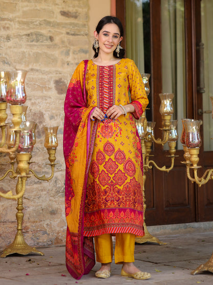 Mustard Muslin Suit Set