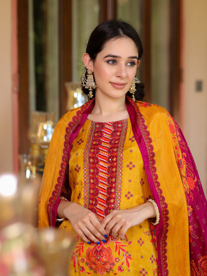 Mustard Muslin Suit Set