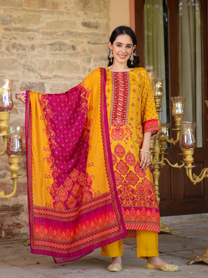 Mustard Muslin Suit Set