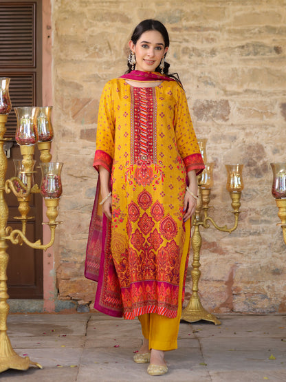 Mustard Muslin Suit Set