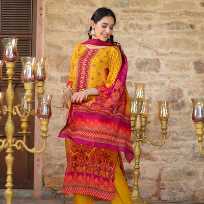 Mustard Muslin Suit Set