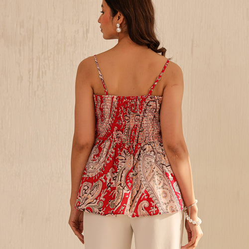 Alaya Printed Pure Cotton Peplum Top