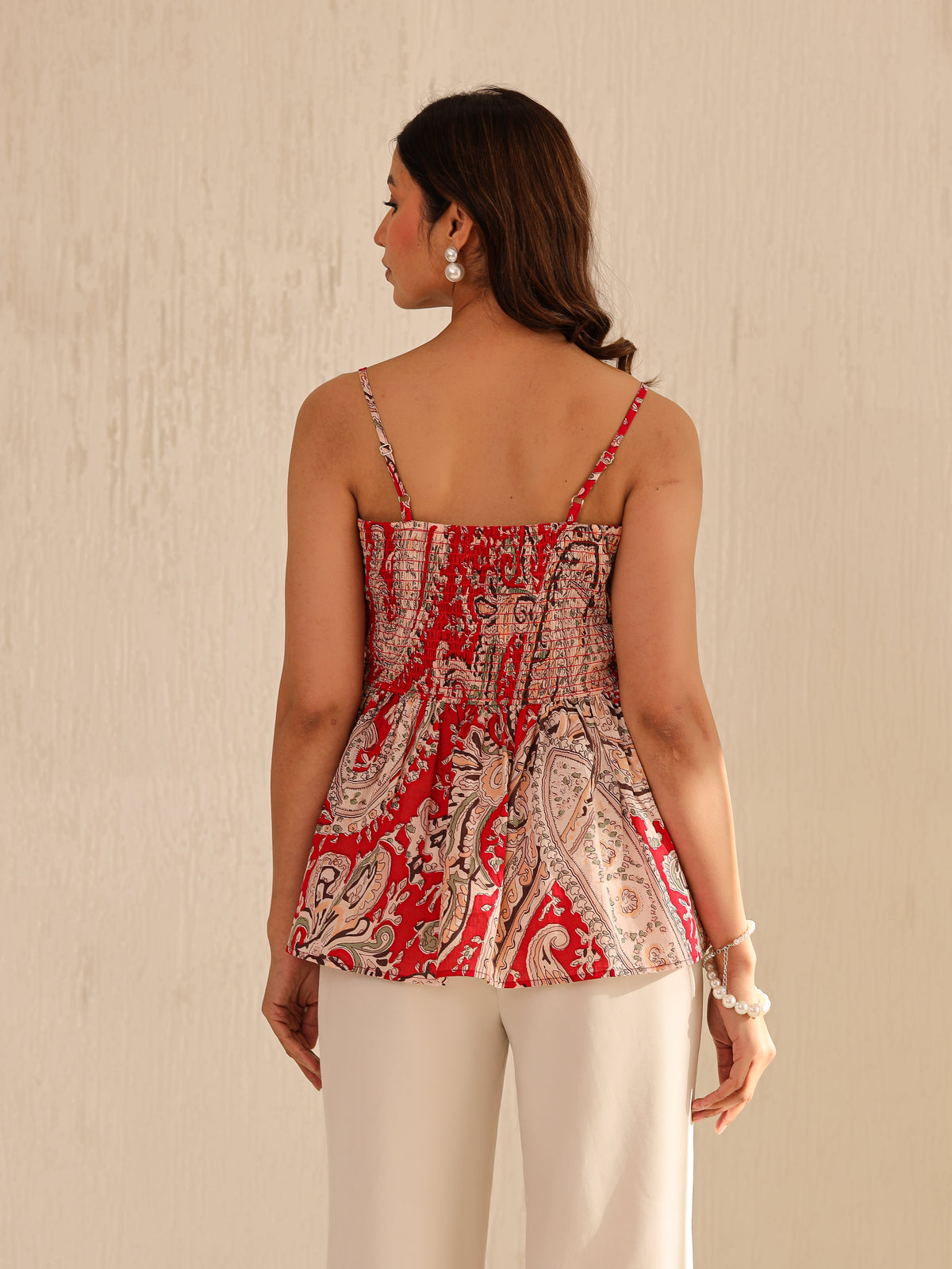 Alaya Printed Pure Cotton Peplum Top